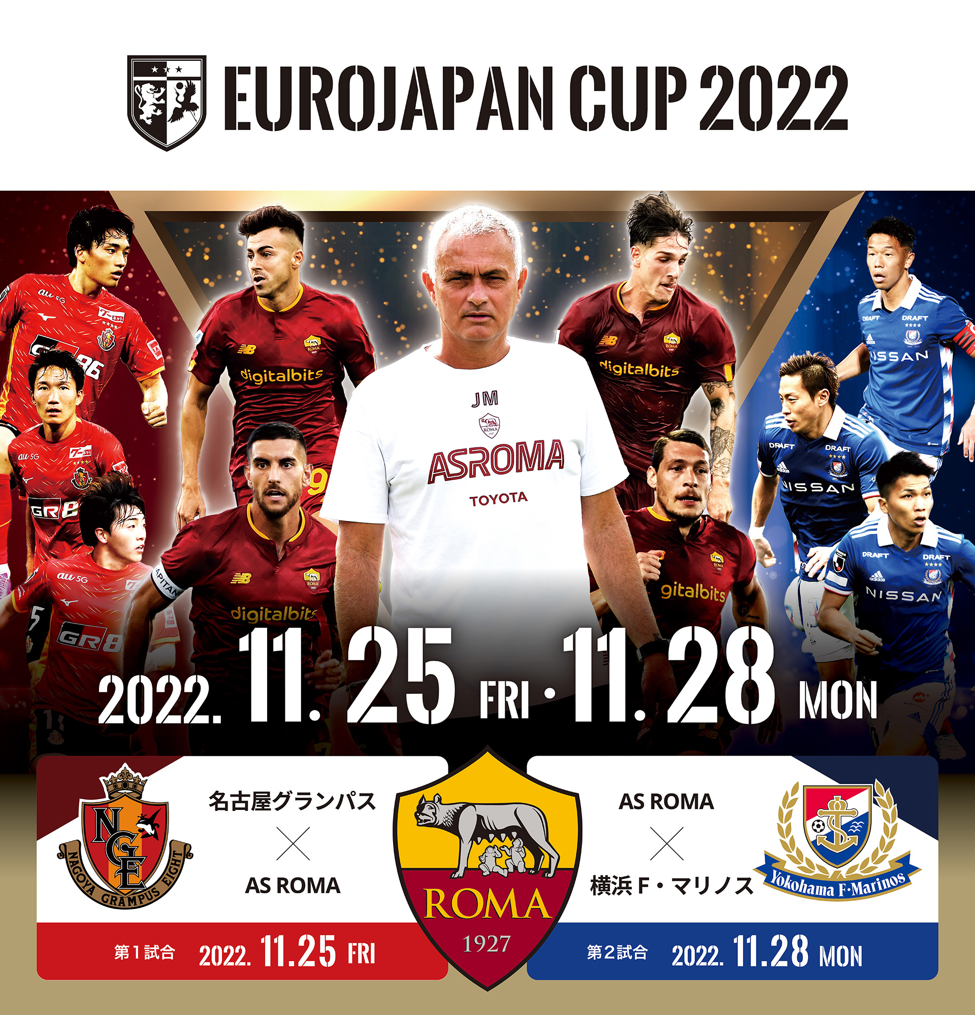 Eurojapan Cupが3年ぶりに帰ってくる 名将モウリーニョ率いる名門asローマが横浜fm 名古屋と激突 Footballista フットボリスタ